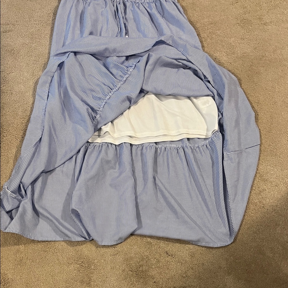 Striped Blue A-Line Skirt - Picture 4 of 4